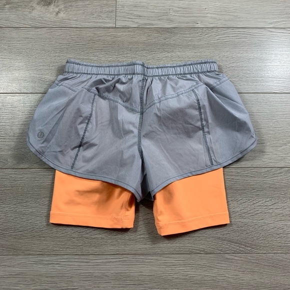 Lululemon Run: Sneak A Peek Short Grey & Orange - Picture 3 of 9